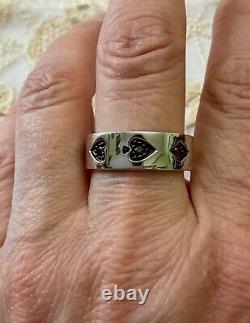 Vintage Art Deco Solid Silver Ring Playing Cards Spade Diamond Club Heart