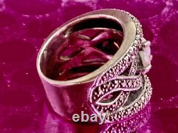 Vintage Art Deco Solid Silver Ring with Opals & Marcasites Size 56 (1.8 mm)