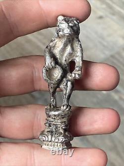 Vintage Bear Stamp Seal with Silver Hat