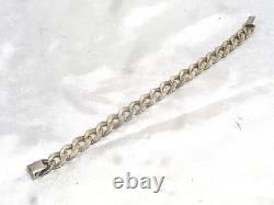 Vintage Bracelet Gourmette Worked Links Solid Silver Jewelry
