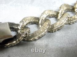 Vintage Bracelet Gourmette Worked Links Solid Silver Jewelry