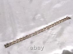 Vintage Bracelet Gourmette Worked Links Solid Silver Jewelry