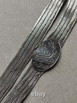 Vintage Braided Choker Necklace in Solid Silver, 900 Hallmark, P21, 1G