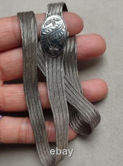 Vintage Braided Choker Necklace in Solid Silver, Hallmark 900, P21, 1G