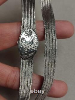 Vintage Braided Choker Necklace in Solid Silver, Hallmark 900, P21, 1G