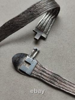 Vintage Braided Choker Necklace in Solid Silver, Hallmark 900, P21, 1G