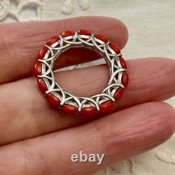 Vintage Eternity Ring in Solid Silver / White Vermeil with Genuine Corals