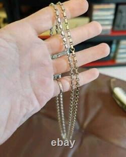 Vintage French Heavy 30g Large Silver Chain Crab 100cm Antique Necklace