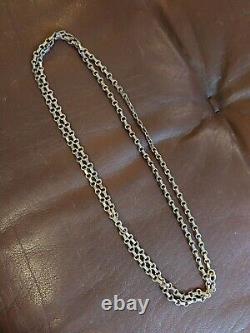 Vintage French Heavy 30g Large Silver Chain Crab 100cm Antique Necklace