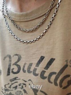 Vintage French Heavy 30g Large Silver Chain Crab 100cm Antique Necklace