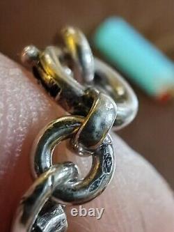Vintage French Heavy 30g Large Silver Chain Crab 100cm Antique Necklace