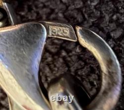 Vintage Greek Chain Necklace in Solid Silver Set with a Lapis Lazuli Stamp 925