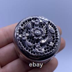 Vintage Indian Secret Box in Solid Silver with Pictorial Scenes