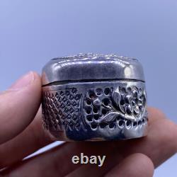 Vintage Indian Secret Box in Solid Silver with Pictorial Scenes