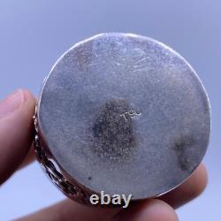 Vintage Indian Secret Box in Solid Silver with Pictorial Scenes