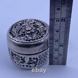 Vintage Indian Secret Box in Solid Silver with Pictorial Scenes