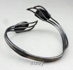 Vintage Israeli solid silver and turquoise bangle bracelet cuff Silver