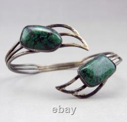 Vintage Israeli solid silver and turquoise bangle bracelet cuff Silver