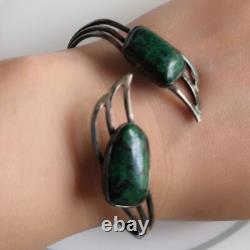 Vintage Israeli solid silver and turquoise bangle bracelet cuff Silver