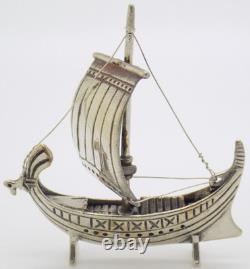 Vintage Italy Detailed 800 Silver Miniature Antique Sailboat Figurine
