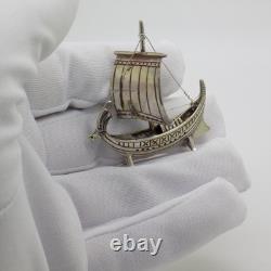 Vintage Italy Detailed 800 Silver Miniature Antique Sailboat Figurine