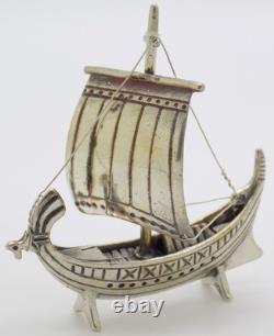 Vintage Italy Detailed 800 Silver Miniature Antique Sailboat Figurine