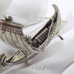 Vintage Italy Detailed 800 Silver Miniature Antique Sailboat Figurine