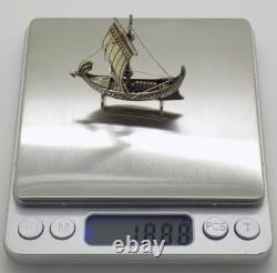 Vintage Italy Detailed 800 Silver Miniature Antique Sailboat Figurine