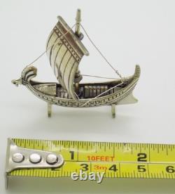 Vintage Italy Detailed 800 Silver Miniature Antique Sailboat Figurine