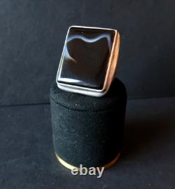 Vintage Jewelry 1960-1970 Solid Silver Ring with Black Agate Stone