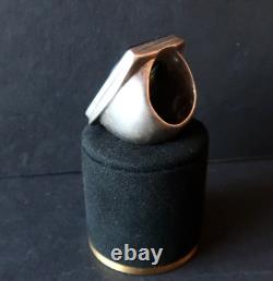 Vintage Jewelry 1960-1970 Solid Silver Ring with Black Agate Stone