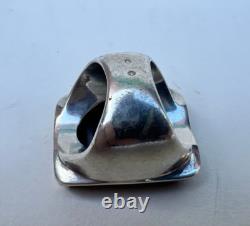 Vintage Jewelry 1960-1970 Solid Silver Ring with Black Agate Stone