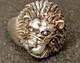Vintage Large Lion Head Ring In Solid Silver Size 70.5