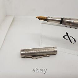 Vintage Lever Fountain Pen SOLID SILVER and 18K Gold Nib Year 1930