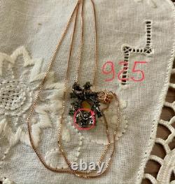 Vintage Necklace & Pendant in Solid Rose Gold with Opal and Natural Peridots