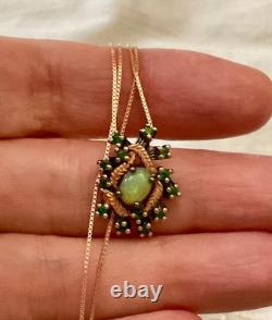 Vintage Necklace & Pendant in Solid Rose Gold with Opal and Natural Peridots