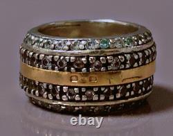 Vintage Ring in SOLID SILVER and GOLD, stone setting, vintage jewelry