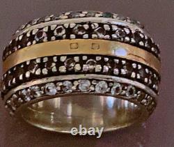 Vintage Ring in SOLID SILVER and GOLD, stone setting, vintage jewelry