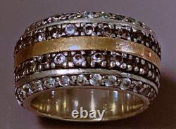 Vintage Ring in SOLID SILVER and GOLD, stone setting, vintage jewelry