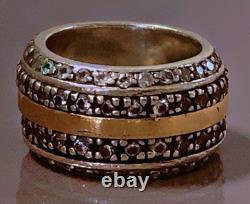 Vintage Ring in SOLID SILVER and GOLD, stone setting, vintage jewelry