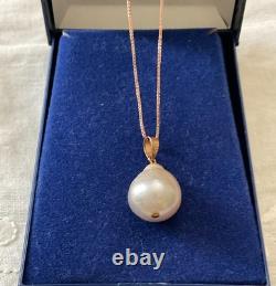 Vintage Rose Gold Solid Silver Pendant Necklace, Huge Genuine Baroque Pearl
