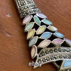 Vintage Set Necklace & Bracelet in Original Silver with Bright Colors