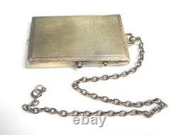 Vintage Silver Sapphire Powder Box ART DECO