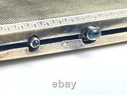 Vintage Silver Sapphire Powder Box ART DECO