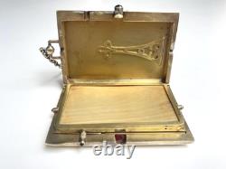 Vintage Silver Sapphire Powder Box ART DECO