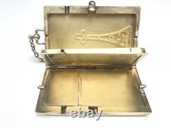 Vintage Silver Sapphire Powder Box ART DECO