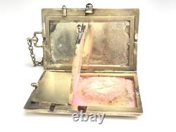 Vintage Silver Sapphire Powder Box ART DECO