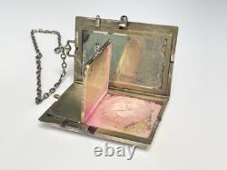 Vintage Silver Sapphire Powder Box ART DECO