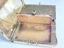 Vintage Silver Sapphire Powder Box ART DECO