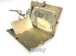 Vintage Silver Sapphire Powder Box ART DECO